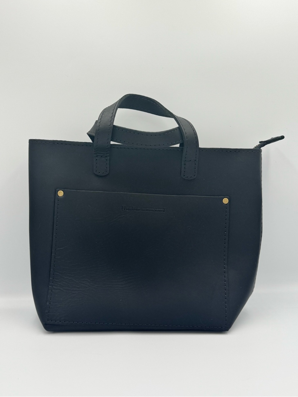 Portland Leather Goods Smooth Black Mini Crossbody Tote